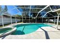 A large screened-in pool area provides a private backyard oasis, great for relaxation and recreation at 6206 Soaring Ave, Temple Terrace, FL 33617