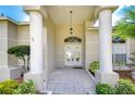 Elegant entryway with double doors and columns at 8704 Cypress Lakes Blvd, New Port Richey, FL 34653