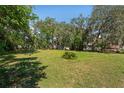 Vacant lot ready for new construction, featuring mature trees and a large, open space at 9305 Kiowa Dr, New Port Richey, FL 34654