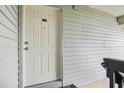 Front entrance of a condo unit with a white door and light-colored siding at 230 Thorn Tree Pl # 230, Brandon, FL 33510