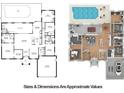 3D floor plan showcasing a split bedroom layout, pool, and open living areas at 10464 Henderson St, Spring Hill, FL 34608