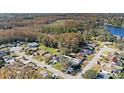 Aerial view showcasing homes and a lake in a quiet community at 12739 Balsam Ave, Hudson, FL 34669