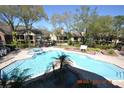Community pool and spa with surrounding landscaping at 8718 Mallard Reserve Dr # 202, Tampa, FL 33614