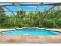 Sparkling pool and spa, surrounded by a screened enclosure and lush greenery, provide a private outdoor retreat at 20200 Lace Cascade Rd, Land O Lakes, FL 34637