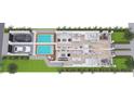 Detailed floor plan showcasing the home's layout with dual pools, open living spaces, and a two-car garage at 145 5Th N Ave, St Petersburg, FL 33701