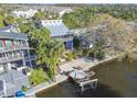Waterfront homes featuring docks, lush landscaping, and a tranquil canal setting at 8721 Old Post Rd, Port Richey, FL 34668