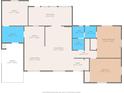 Detailed floor plan shows layout of rooms with dimensions; including kitchen, living room, bedrooms, and baths at 7141 Lockwood St, Spring Hill, FL 34606