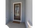 Elegant front door with glass panes, creating an inviting entryway to the home at 1436 Gopher Loop, Tarpon Springs, FL 34689