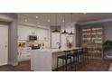 Stylish kitchen featuring a center island with bar seating, modern lighting, and white subway tile backsplash at 4112 Southern Valley Loop, Brooksville, FL 34601