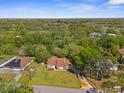 Aerial view of a home nestled among lush trees and greenery in a peaceful neighborhood at 9545 Sunshine Blvd, New Port Richey, FL 34654