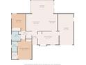 Detailed floor plan showcasing the layout of the bedrooms, bathrooms, living areas, and garage at 10635 Timber Ln, Port Richey, FL 34668