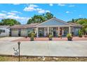 Inviting single-story home with a brick driveway, blue exterior, and well-maintained landscaping at 8516 Wooddrift Dr, Tampa, FL 33615