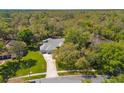An aerial view of a home nestled among lush trees in a well-wooded neighborhood at 18663 Autumn Lake Blvd, Hudson, FL 34667