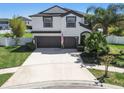 Lovely two-story home featuring a three-car garage, landscaped lawn, and a welcoming entrance at 3555 Bracknell Ct, Land O Lakes, FL 34638