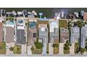 Aerial view of waterfront homes with private docks, pools, and well-manicured lawns on canal at 5106 Blue Heron Dr, New Port Richey, FL 34652