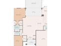 Detailed floorplan showcasing the layout of the bedrooms, bathrooms, living areas, and garage at 18441 Whitacre Cir, Hudson, FL 34667
