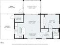 Floor plan showing the layout of the house including the living room, bedroom, and kitchen at 7050 Merrick Ln, Spring Hill, FL 34606