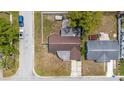 Aerial view of a single-Gathering home with a fenced backyard and mature trees at 3638 Bigelow Dr, Holiday, FL 34691