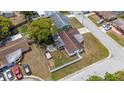 An aerial view of the property featuring a fenced backyard and proximity to neighborhood streets at 3638 Bigelow Dr, Holiday, FL 34691