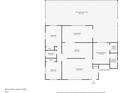 Floorplan for 8522 Inwood Dr in Hudson, FL showing layout with kitchen, bedrooms, living room and screened patio at 8522 Inwood Dr, Hudson, FL 34667