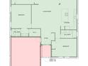 Detailed floorplan showcasing the layout of the bedrooms, living room, kitchen, and bathrooms at 13039 Topflite Ct, Hudson, FL 34669