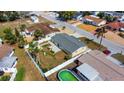 Aerial view of the home featuring a fenced backyard and a swimming pool at 4932 Gaslight Ave, Holiday, FL 34690
