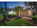Charming single-Gathering home features a well-manicured lawn and front garden under a lovely colorful sky at 10344 Tecoma Dr, Trinity, FL 34655