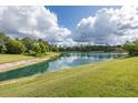 Scenic view of the lake with lush green lawn at 11611 Callisia Dr, Odessa, FL 33556