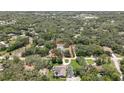 Aerial view of a property surrounded by mature trees, offering privacy and a sense of seclusion at 12722 Oak Tree Dr, Hudson, FL 34667