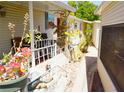 Exterior showcases a cozy porch with stairs, railing, grill, and tropical plants for outdoor enjoyment and curb appeal at 20960 Little Magens Loop, Lutz, FL 33558