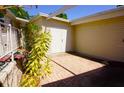Exterior features a charming patio with lush plants and a brick-paved area, creating an inviting outdoor space at 20960 Little Magens Loop, Lutz, FL 33558