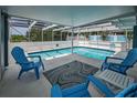 Inviting screened-in pool area featuring a sparkling pool, patio furniture, and relaxing seating at 5132 Flora Ave, Holiday, FL 34690