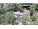 Aerial view of the home surrounded by lush trees and vegetation showcasing the roof and yard at 6234 Cyril Dr, Dade City, FL 33523