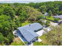 An aerial view showcasing the home's lush backyard and surrounding greenery at 10301 Nina Ct, New Port Richey, FL 34654