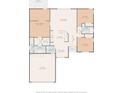Detailed floor plan illustrating the layout of the house, including the dimensions of rooms, kitchen, and primary bedroom at 11192 Archer Ave, Spring Hill, FL 34608