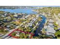 Tranquil waterfront neighborhood with canals, docks, and lush foliage creating a picturesque setting at 5447 Quist Dr, Port Richey, FL 34668
