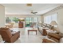 Cozy living room featuring tile floors, fan, sliding glass door, and comfortable furniture at 12920 Wedgewood Way # B, Hudson, FL 34667