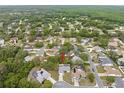 Aerial view of a home in a lush, green neighborhood with mature trees at 5087 Oyster Ct, Spring Hill, FL 34607