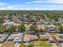 Aerial view of a residential neighborhood with lush trees and neatly arranged homes with private pools at 6656 Pinecrest N Ln, Pinellas Park, FL 33781