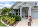Close up of the front of a home, landscaped with plants and a lawn at 15241 Caravan Ave, Odessa, FL 33556