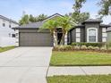Beautiful single-story home with well-maintained landscaping and a two-car garage at 18916 New Passage Blvd, Land O Lakes, FL 34638