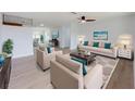 Bright living room with neutral furnishings, stylish decor, and an open floor plan at 7608 Bougenville Dr, Port Richey, FL 34668