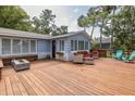 Inviting deck with comfortable outdoor seating and a modern fire pit at 7424 Grand Blvd, New Port Richey, FL 34652