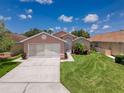 Charming single-Gathering home with lush green lawn, beautiful landscaping, and attached two-car garage at 3317 Abigail Ct, New Port Richey, FL 34655