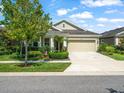 Charming single-story home with manicured landscaping, a well-kept lawn, and a welcoming driveway at 6130 Colmar Pl, Apollo Beach, FL 33572