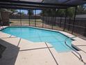 Screened in backyard pool with a sunny patio, providing a private outdoor living space at 6932 Pin Cherry Ln, Port Richey, FL 34668