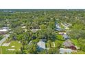 Expansive aerial view of a neighborhood with mature trees and various styles of houses at 5724 Casson Ave, New Port Richey, FL 34652
