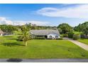 Well-kept single-story house featuring an expansive front lawn and a mature palm tree at 8522 Cranes Roost Dr, New Port Richey, FL 34654