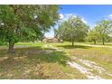 Scenic view of a charming single story home with a long driveway and mature trees at 13180 Montour St, Brooksville, FL 34613