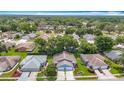 Picture of the blue house surrounded by lush trees and manicured lawns in a tranquil community at 13321 Norman Cir, Hudson, FL 34669